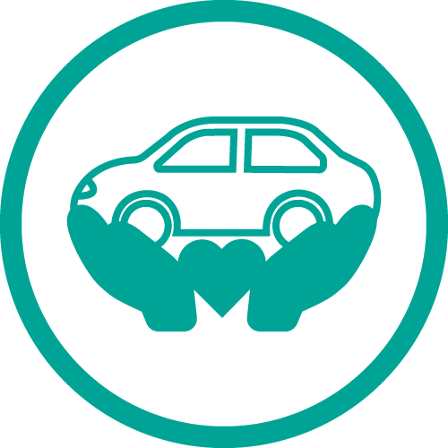 車を手で包んだイラスト
